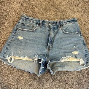 Abercrombie & Fitch Light Blue Distressed High-Rise Denim Shorts